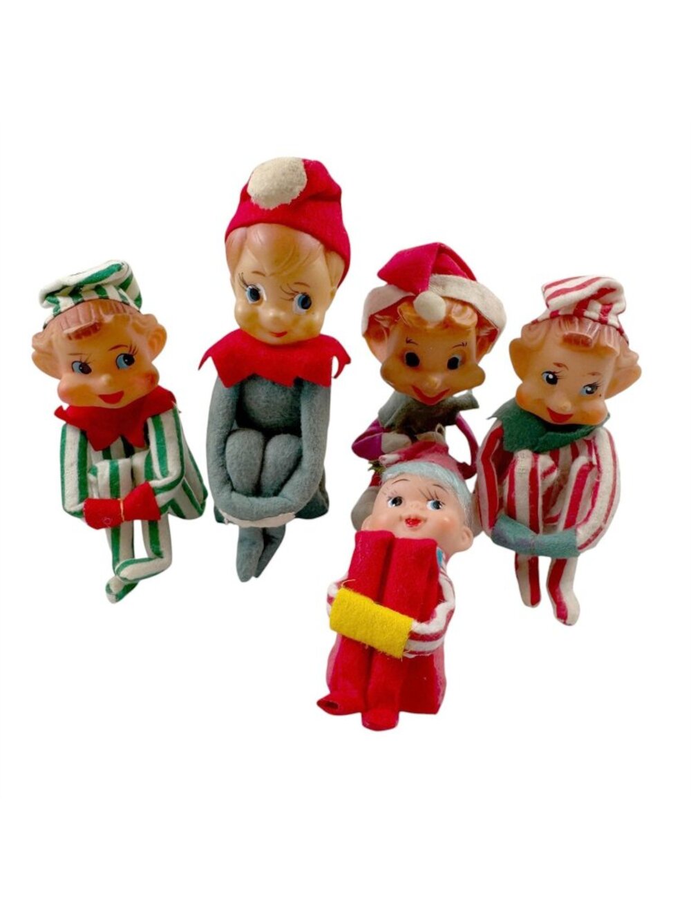 Knee Hugger Elf Shelf Pixies Lot of 5 Vintage 1950s 1960s Cloth Velveteen Japan